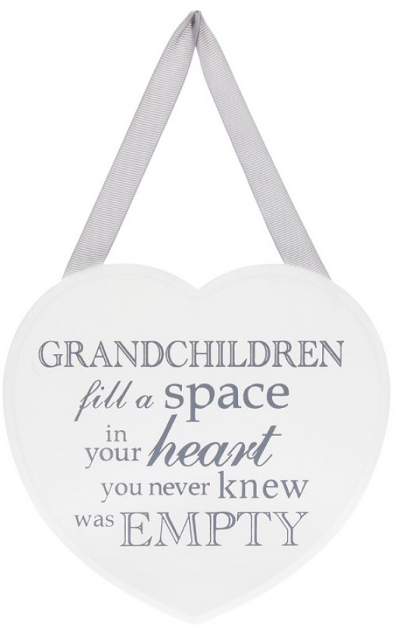 Grandchildren White Heart Plaque