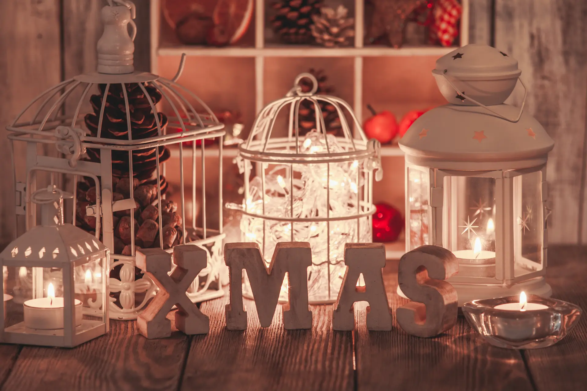 lowly lit display shabby chic christmas decorations and decorative items
