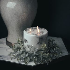 Silver Frosted Eucalyptus Candle Wreath