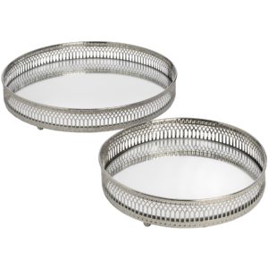 Set Of Two Circular Nickle Trays