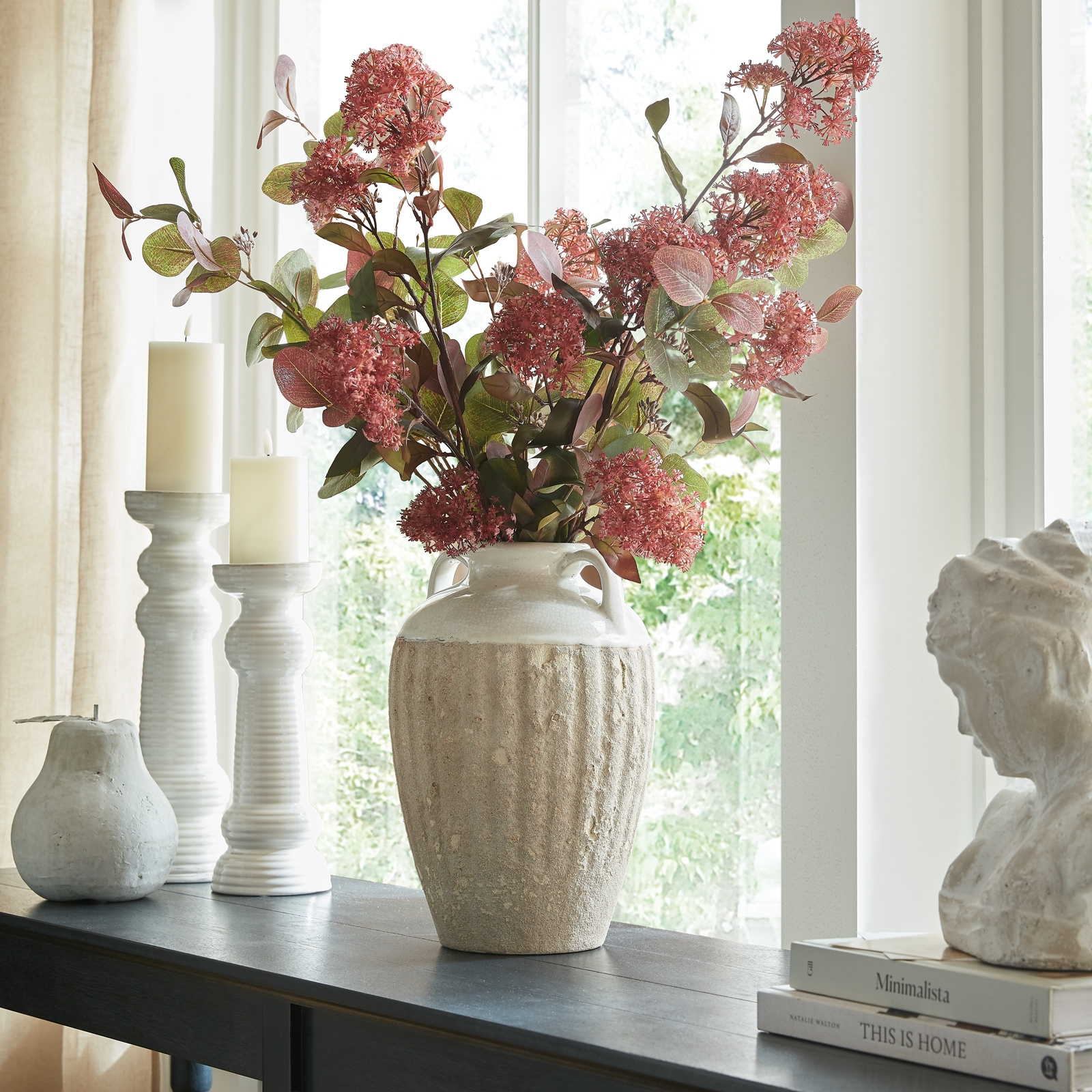 Thorne Large Amphora Vase styled on a surface